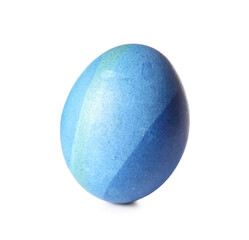 Beautiful blue Easter egg on white background