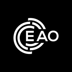 Obraz premium EAO letter logo design on black background. EAO creative initials letter logo concept. EAO letter design.