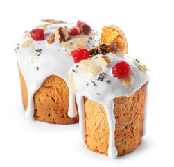 Delicious Easter cakes isolated on white background