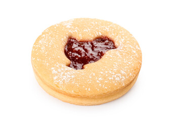Tasty Easter cookie on white background