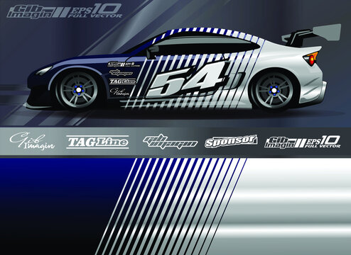 Car wrap design vector, truck and cargo van decal. Graphic abstract stripe racing background designs for vehicle, rally, race, adventure and car racing livery