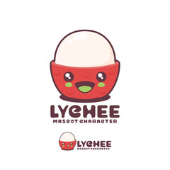 vector lychee cartoon mascot, with a happy expression, suitable for, logos, prints, stickers, etc