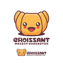 vector croissant cartoon mascot, food illustration, suitable for, logos, prints, stickers, etc