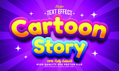 Editable modern text effect vector files - cartoon  story style purple