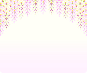 優しい色の藤の花のアーチとピンクのグラデーションの背景イラスト