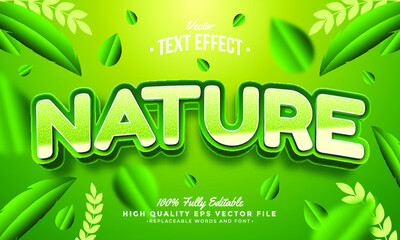 Obraz premium Editable modern text effect vector files - nature green leaf style 