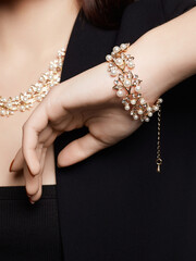 woman with elegant golden bracelet