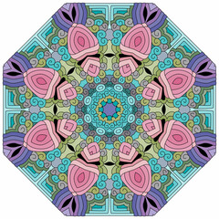 Colorful cute Mandala. Decorative unusual round ornaments.