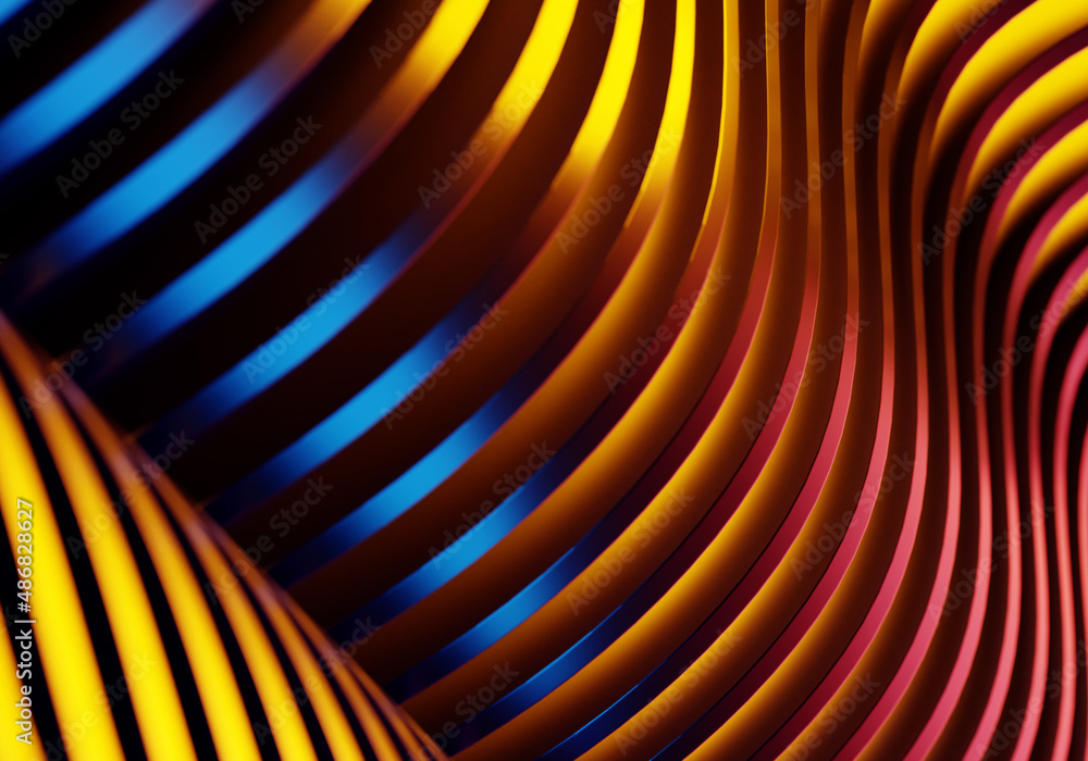 Poster background with lines waves. wriggling yellow-red lines. geometric pattern. texture on abstract them