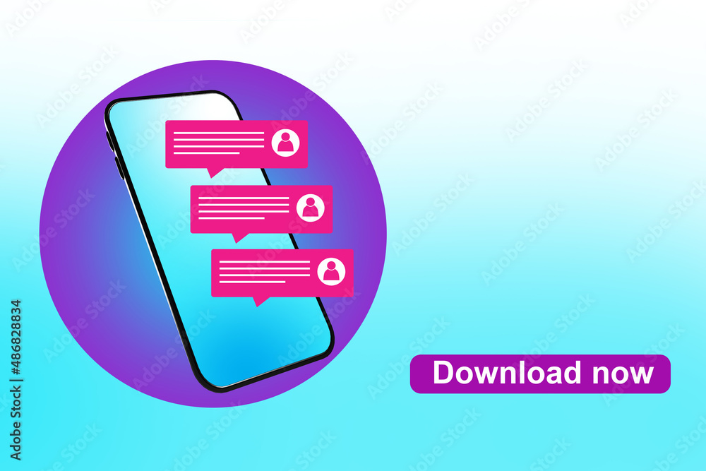 Poster message smartphone. download now applicationchat. application for internet chat. application for mes