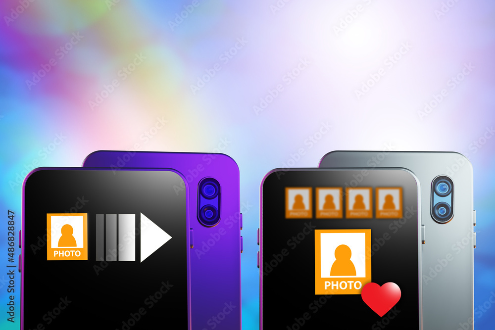 Poster sending mms messages. sending photos via smartphone. concept of sharing photo through phone. photo s