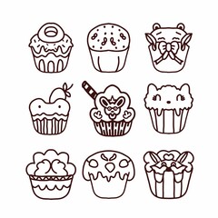 Adorable cupcakes element. vector illustration. cute cupcakes isolated on white background