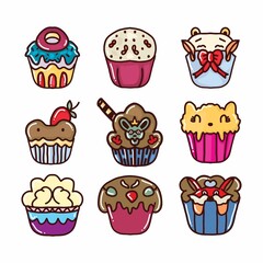 Adorable cupcakes element. vector illustration. cute cupcakes isolated on white background