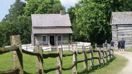 The New World old American 1800 styled timber Houses Sheds and Fencing at The Ulster America Folk...