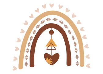 Cute boho rainbow kids illustration