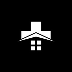 Vector Graphic of House Cross Icon Perfect for a House Call Medical Company Logo