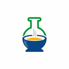 Vector Graphic of Leaf Fork and an Erlenmeyer Glass Perfect for a Food Testing Company or Laboratory Logo