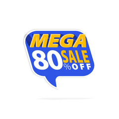 Mega sale discount badges. flat color style, vector 3d illustration