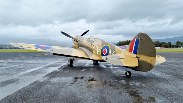 Shellharbour Airport, Albion Park Rail, New South Wales Australia 27 November 2021. A Curtiss P-40 Kittyhawk fighter on display at the Wings Over Illawarra Air Show 2021