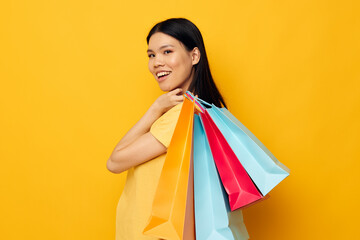 woman fashion shopping posing isolated background unaltered