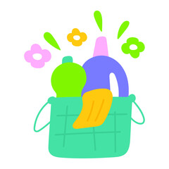 Obraz premium Eco-friendly cleaning products. Hand drawn vector illustrations.