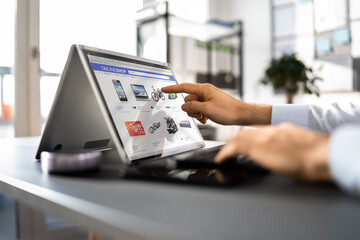 Ecommerce Shopping On Convertible Laptop