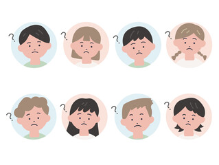 子供たちの手描き風アイコンセット（疑問）