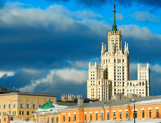 Stalin's building in Moscow backdrop