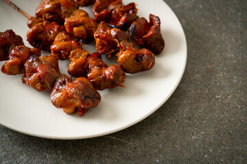 grilled chicken gizzard skewer yakitori serve in izakaya style