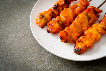 grilled chicken skewer yakitori serve in izakaya style