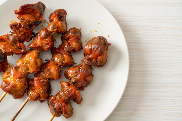 grilled chicken gizzard skewer yakitori serve in izakaya style