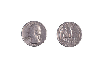 American quarter of a coin, 1966. Black background.