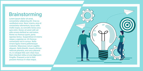 Brainstorming.Startup and development of new projects.The concept of launching a new business.An illustration in the style of a green landing page.