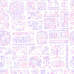 Ethnic handmade ornament, Folk Nordic Symbols. Seamless pattern for your design