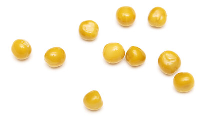 Pea grains isolated on a white background.