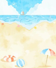 Fototapeta na wymiar 爽やかな夏のビーチのイラスト