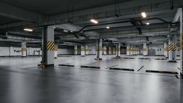 Modern underground parking interior. 3D render