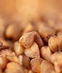 Close-up of buckwheat groats as background.