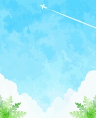 シンプルで爽やかな青空の背景イラスト