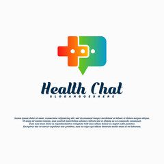 Obraz premium Health chat logo vector design with plus sign. Perfect to medical consultation,etc.