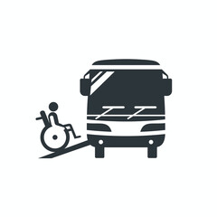 wheelchair accessible bus icon, vector art.