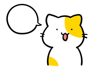 左側に小さな吹き出しとかわいいねこの手書き風イラスト