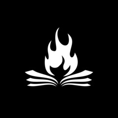 Bonfire Fire Flame Book icon isolated on dark background
