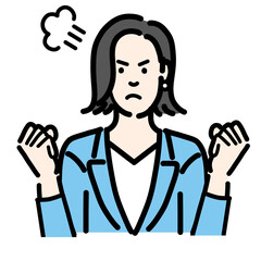 怒っているスーツを着た若い女性
