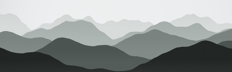 artistic panorama of peaks in the mist digitally made texture illustration