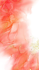 Fototapeta premium Vector coral banner. Hand drawn abstract paint brush stroke.