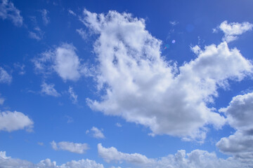 Naklejka na ściany i meble sun with clouds against the blue sky