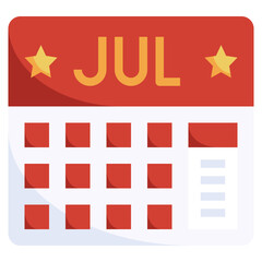 JULY flat icon,linear,outline,graphic,illustration