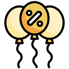 BALLOON filled outline icon,linear,outline,graphic,illustration