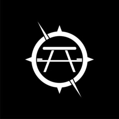 Compass camping icon isolated on dark background